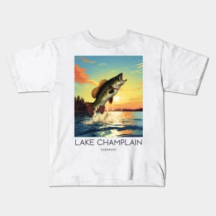 A Pop Art Travel Print of Lake Champlain - Vermont - US Kids T-Shirt